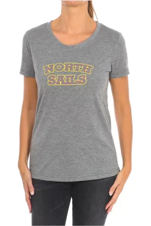 North Sails Top, Dame, Grå, S, Bomuld, Kortærmet T-shirt med Ribhals