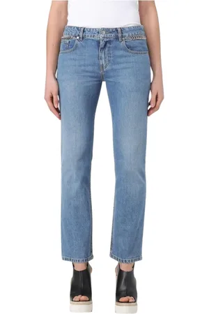 Stella McCartney Jeans, Dame, Blå, W27, Bomuld, Kædedetalje Straight Leg Jeans