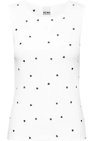 Ichi Top, Dame, Hvid, 2XL, Hjerte Embro Top Cloud Dancer