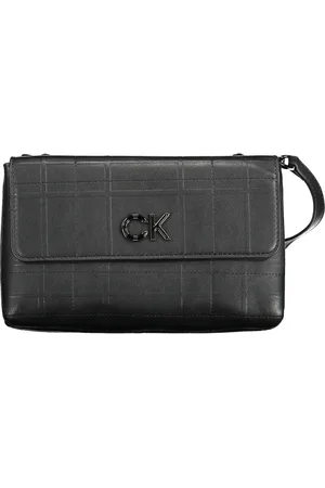 Calvin Klein Taske, Dame, Sort, ONE SIZE, Uld, Sort Skuldertaske med Lynlåslukning