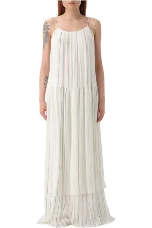 HUGO BOSS Kjole, Dame, Hvid, S, Elegant Midi Kjole Flatterende Silhuet