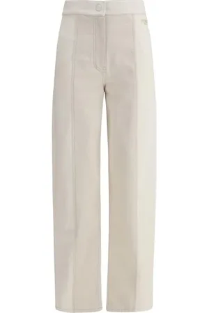 Fendi Bukser, Dame, Hvid, 2XS, Denim, Highwaist Wideleg Denim Bukser