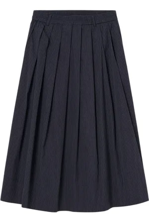 ZENGGI Nederdel, Dame, Blå, XS, Bomuld, Pinstripe Plisseret Nederdel