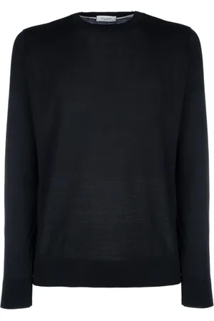 Paolo Pecora Strik, Herre, Sort, XL, Uld, Sort Crewneck Sweater Stilfuld