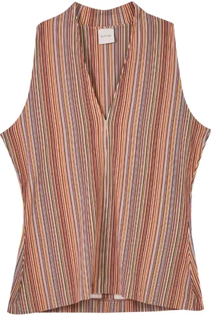 Paul Smith Top, Dame, Flerfarvet, S, Stribet Ærmeløs Top Multifarvet V-Hals