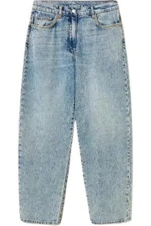 Twin-Set Jeans, Dame, Blå, W28, Denim, Denim strass barrel jeans til kvinder