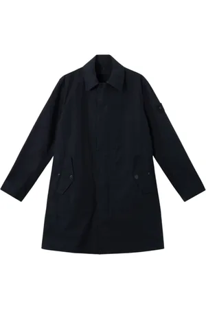 Stone Island Frakke, Herre, Blå, L, Bomuld, Vejrbestandig Bomuldskanvas Ghost Trench