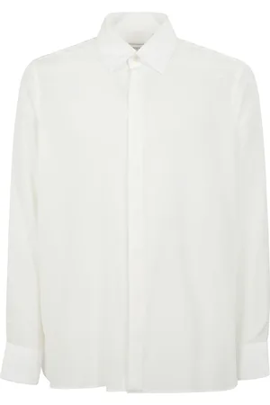 LANEUS Skjorte, Herre, Hvid, 2XL, Silke Crepe de Chine Skjorte