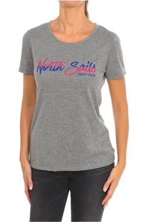 North Sails Top, Dame, Grå, S, Bomuld, Kortærmet T-shirt med Ribhals