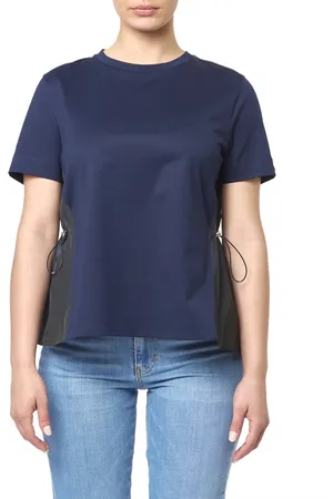 HERNO Top, Dame, Blå, M, Bomuld, Blå Bomuld T-shirt med Rund Hals