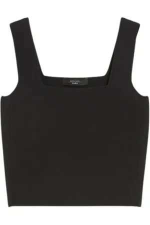 Max Mara Top, Dame, Sort, S, Sort Jacquard Crop Top