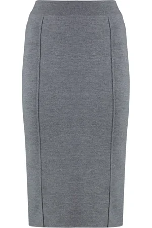 Pinko Nederdel, Dame, Grå, M, Uld, Blend Wool Nederdel Elastik Talje