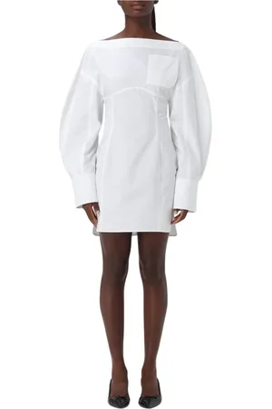 Jacquemus Kjole, Dame, Hvid, 2XS, Bomuld, Elegant Hvid Skjortekjole