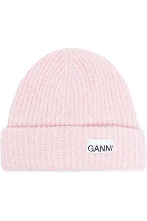 Ganni Tilbehør, Dame, Lyserød, ONE SIZE, Uld, Stilfulde Hatte Kollektion