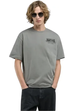Replay Top, Herre, Grå, S, Bomuld, Biker stil bomuld jersey T-shirt