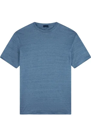 Paul & Shark Top, Herre, Blå, S, Linned, Linned T-shirt Regular Fit Kort Ærme