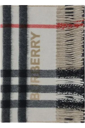 Burberry Tilbehør, Dame, , ONE SIZE, Cashmere, Ikonisk Check Cashmere Tørklæde med Frynsede Kanter