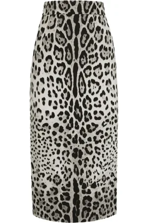 Dolce & Gabbana Nederdel, Dame, Flerfarvet, 2XS, Leopard Print High-Waisted Pencil Skirt