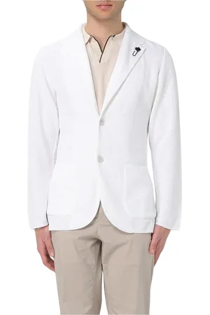 LARDINI Jakke, Herre, Hvid, S, Uld, Hvid Strik Blazer Jakke