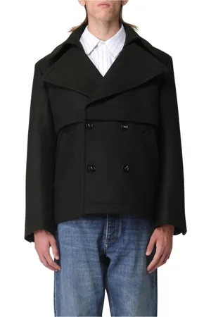Bottega Veneta Jakke, Herre, Sort, M, Uld, Dobbeltbrystet Peacoat Varm