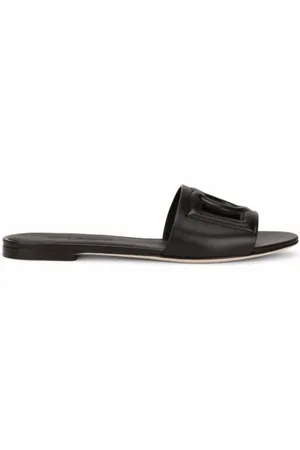 Dolce & Gabbana Sko, Dame, Sort, 38 1/2 EU, Læder, Sorte Læder Slides til Mænd
