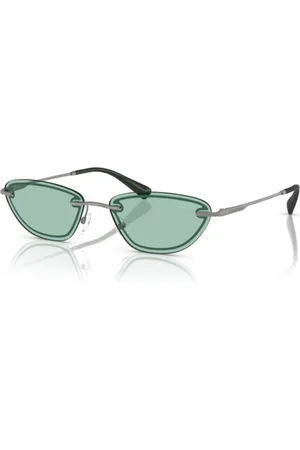 Emporio Armani Tilbehør, Dame, Grå, 57 MM, Uld, Farverige Cat-Eye Solbriller Trendy Stil