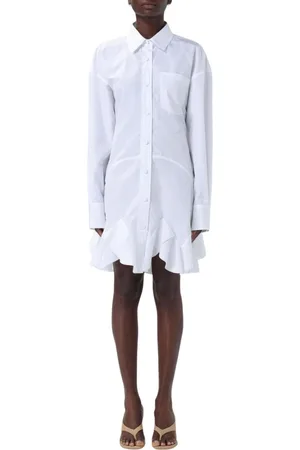 Stella McCartney Kjole, Dame, Hvid, XS, Bomuld, Hvid Rynket Hem Mini Kjole
