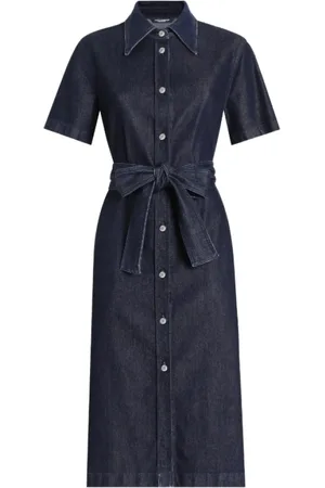 Dolce & Gabbana Kjole, Dame, Blå, L, Denim, Blå Denim Kjole med Bælte