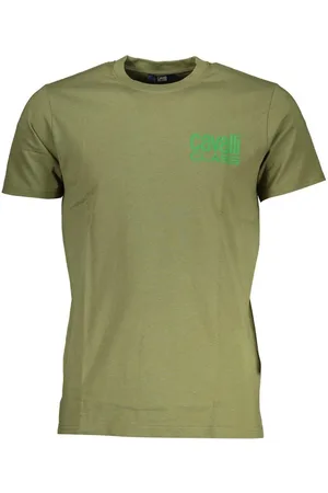 Roberto Cavalli Top, Herre, Grøn, L, Bomuld, Grøn Bomuld Logo Print T-Shirt