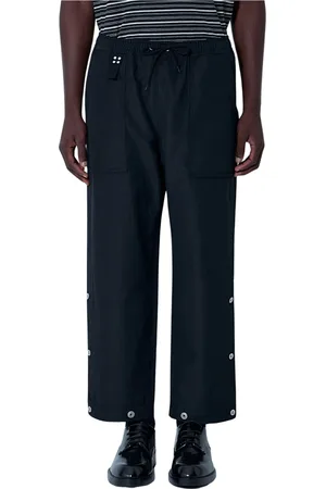 Comme des Garçons Bukser, Herre, Sort, S, Uld, Snørelukning Uld-Linned Bukser
