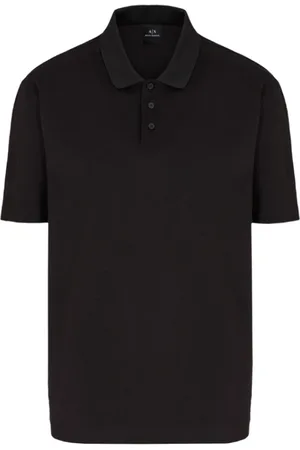 Armani Exchange Top, Herre, Sort, L, Bomuld, Sort bomuldspolo med broderi