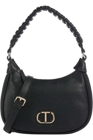 Twin-Set Taske, Dame, Sort, ONE SIZE, Uld, Sort skuldertaske med lynlåslukning