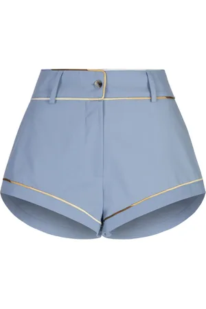 Amotea Shorts, Dame, Blå, XL, Uld, Blå Poplin Donna Shorts Stilfuld