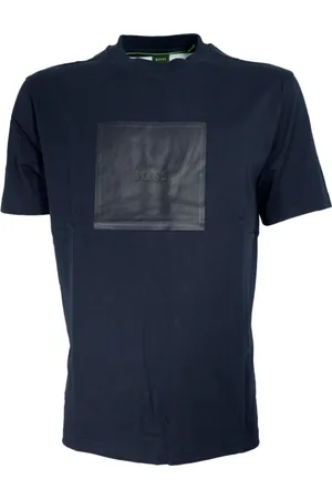 HUGO BOSS Top, Herre, Blå, S, Bomuld, Stribet Logo Tee i Blå Bomuld Jersey