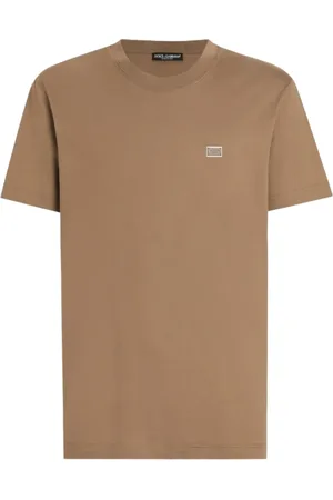 Dolce & Gabbana Top, Herre, Brun, M, Bomuld, Kaffebrun Bomuld Crew Neck T-shirt