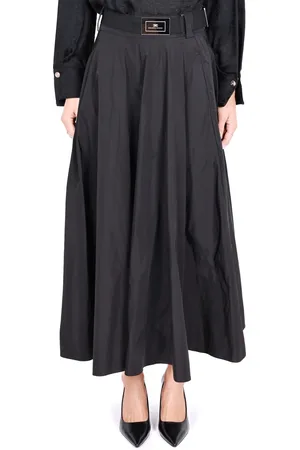 Elisabetta Franchi Nederdel, Dame, Sort, M, Polyester, Elegant Lang Taffetaskørt