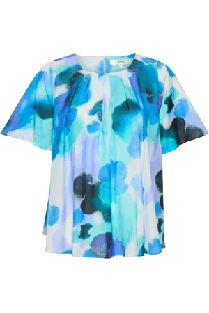 INWEAR Bluser & Skjorter, Dame, Blå, XS, Bomuld, Blå Vandfarvedråber Topbluse