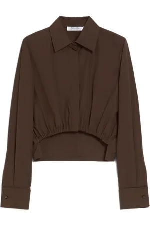 Max Mara Bluser & Skjorter, Dame, Brun, XS, Bomuld, Brun Kort Bomuld Poplin Skjorte