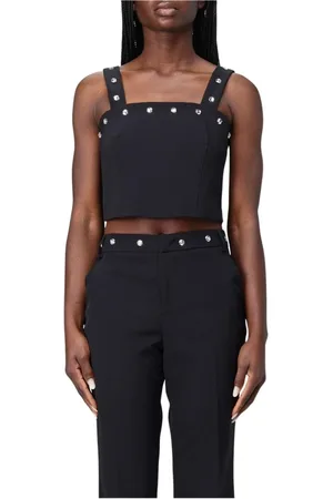 Liu Jo Top, Dame, Sort, XS, Uld, Krystalpyntet Stilfuld Crop Top
