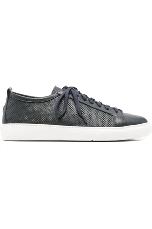 HENDERSON BARACCO Sko, Herre, Blå, 40 EU, Læder, Perforerede Blå Lædersneakers