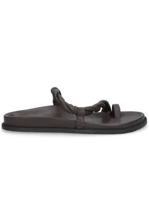Elena Iachi Sko, Dame, Brun, 40 EU, Læder, Brun læder vævet flad sandal