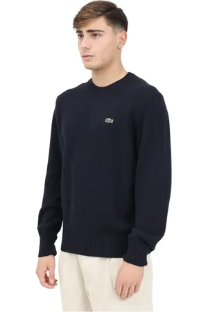 Lacoste Strik, Herre, Blå, M, Uld, Crew Neck Sweater Essential