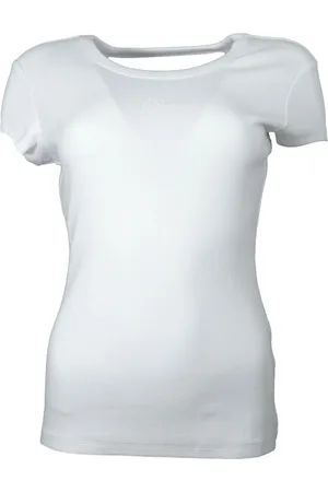 HUGO BOSS Top, Dame, Hvid, M, Bomuld, Ribbet T-shirt Hvid Essentiel Design