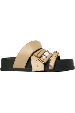 Moschino Sko, Dame, , 37 EU, Læder, Bæltet Lav Sandal Platform