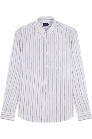 Paul & Shark Skjorte, Herre, Hvid, 5XL, Linned, Linnedskjorte med knaplukning