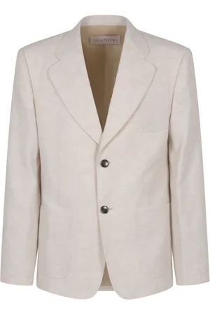 VALENTINO Jakke, Herre, , L, Linned, Ivory Linned Blazer Klassisk Silhuet