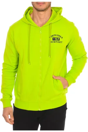 North Sails Sweathshirts & Hoodies, Herre, Grøn, S, Bomuld, Hættetrøje med lynlås og ribkant