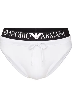 Emporio Armani Badetøj, Herre, Hvid, L, Hvidt Sea Tøj Slip med Logo Elastik