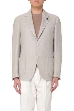 LARDINI Jakke, Herre, Grå, M, Linned, Luksus Linned Blazer
