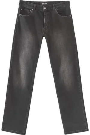 Roberto Cavalli Jeans, Herre, Sort, W33, Bomuld, Almindelige Jeans i Nero 10,5oz